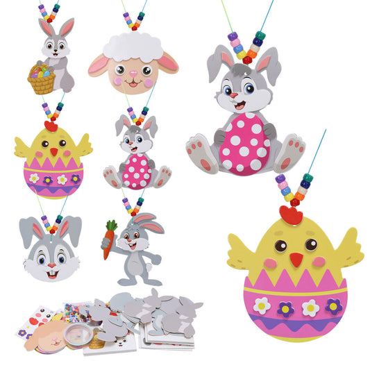 Easter EVA Necklace Set Of 12 - DIY Craft Kit For Spring-Themed Jewelry And Accessories - Party Supplies Set
