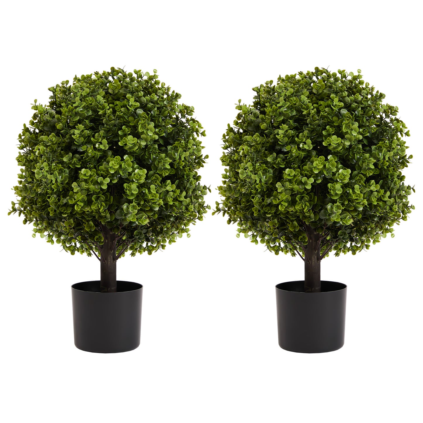 22in Boxwood Ball Shaped Artificial Topiary Shrubs Tree In Pot For Home And Garden Decoration 2pcs Set