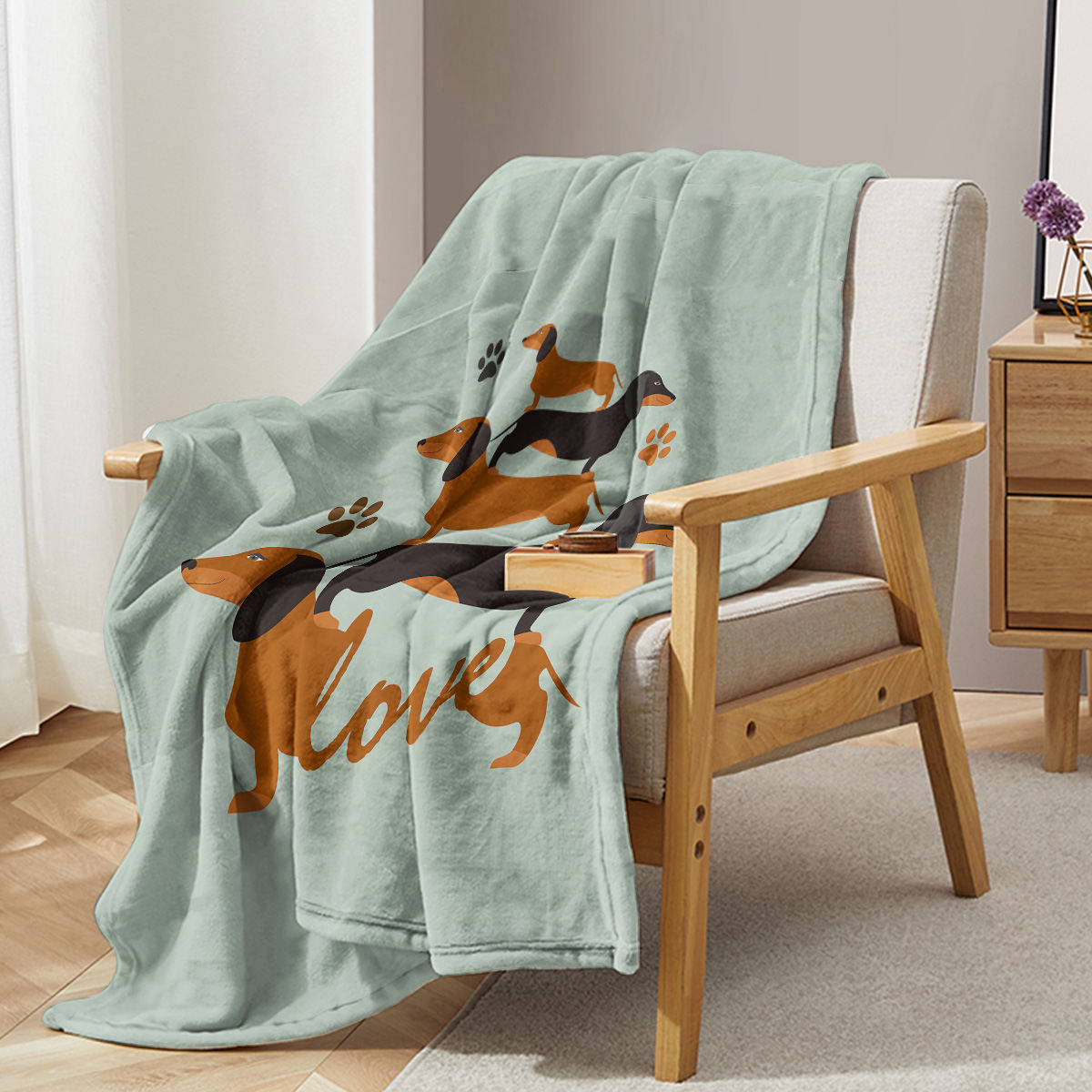 1pc Flannel German Shepherd Dog Cute Pet Theme Soft And Fluffy Multi Functional Outdoor Beach Camping Living Room Sofa Office Napping Printed Blanket