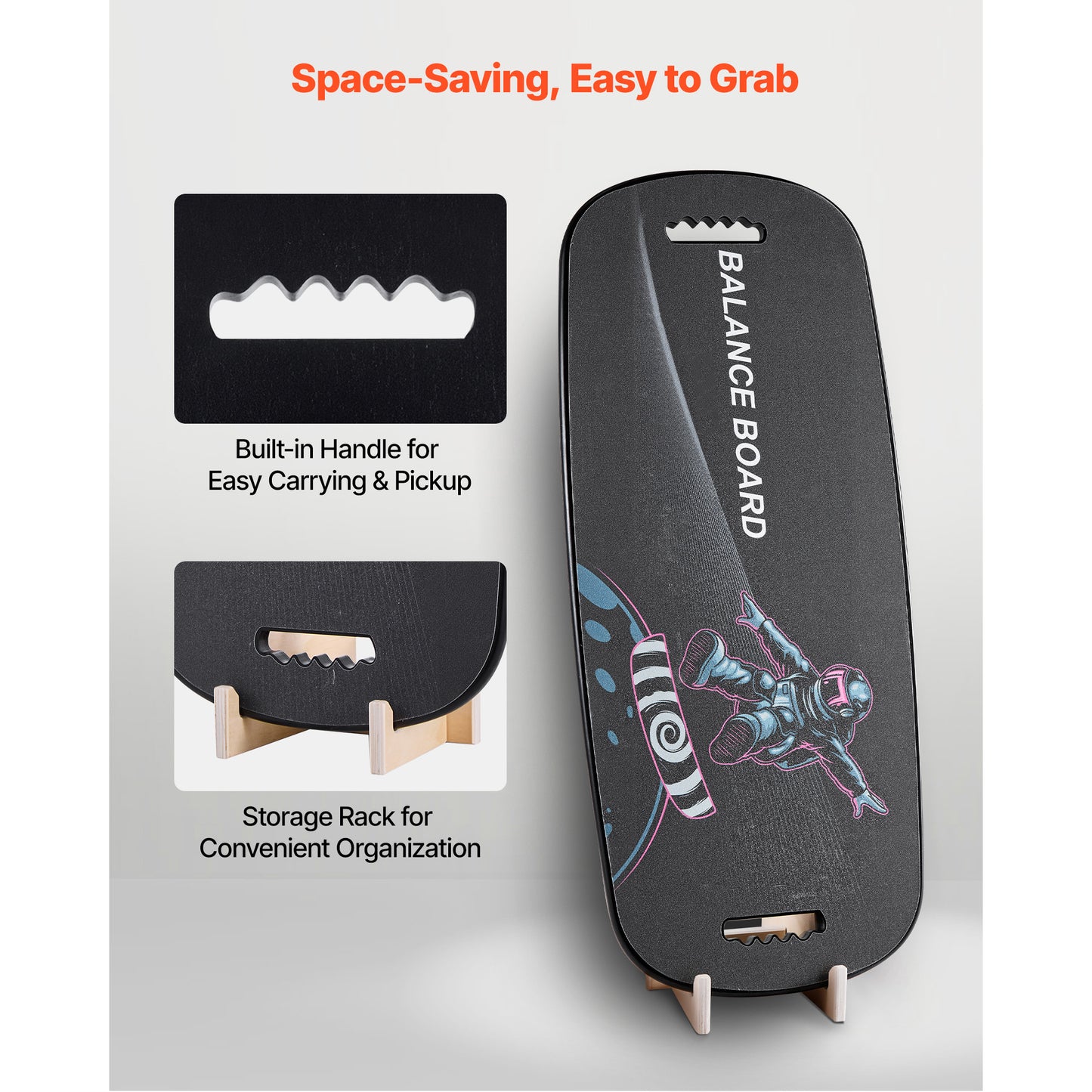 Balance Board, 2-in-1 Wobble Board Trainer For Adults, Premium Wooden Balance Training Equipment, With Roller, Magnetic Stoppers, Storage Rack, For Core Workouts, Surf Trainer & Physical Therapy