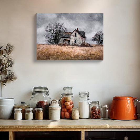 Framed Rustic Farmhouse Wall Art Vintage Barn Wall Art Country Field Landscape Poster Bathroom Canvas Prints Home Decor For Bedroom Living Room 24x16inch Ready To Hang