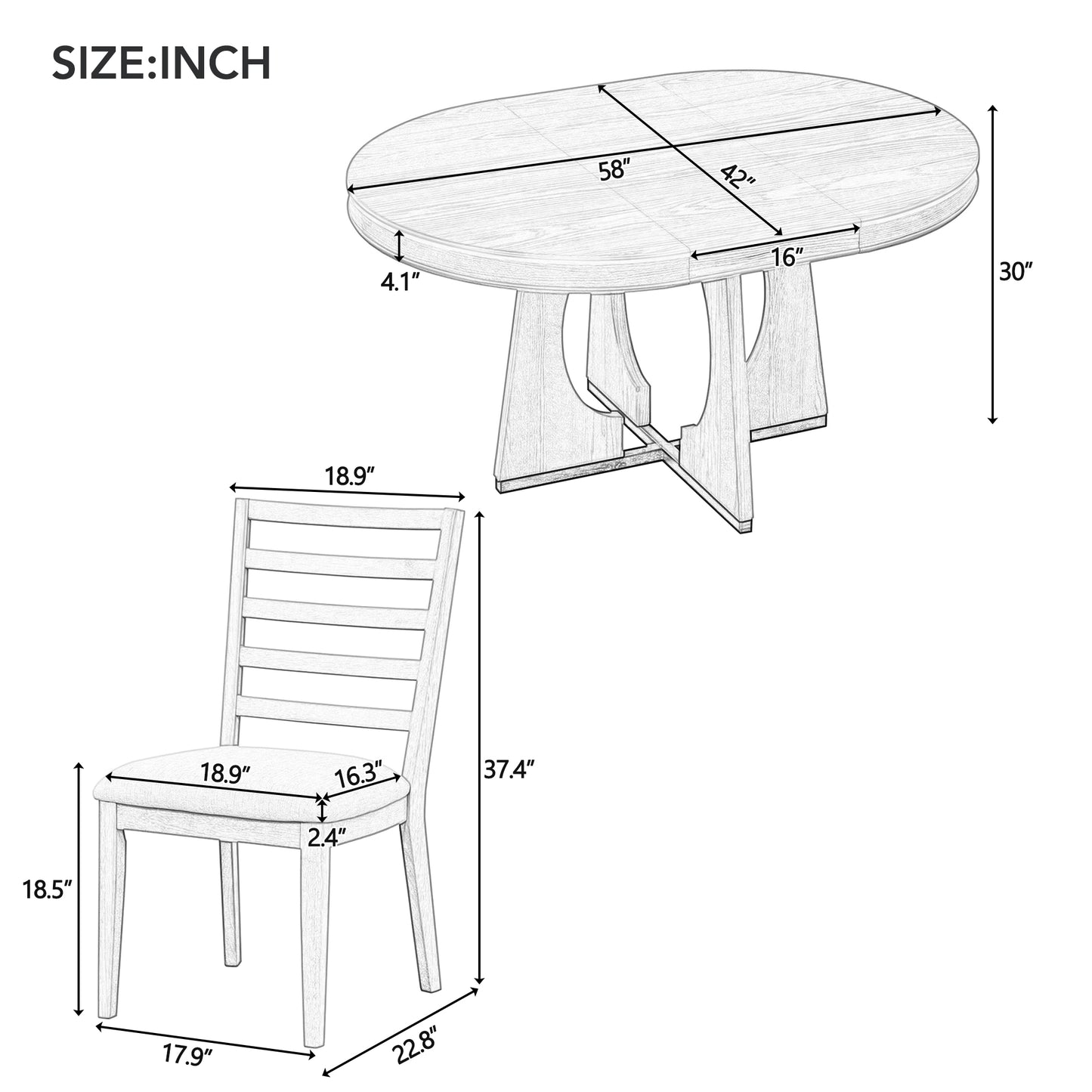 TREXM Round Dining Table For 4 With Chairs Set  Extendable Dining Table Set With 16 Removable Middle Leaf  5 Piece Retro Dining Table Set Unique Geometric Design For Kitchen  Dining Room  Natural