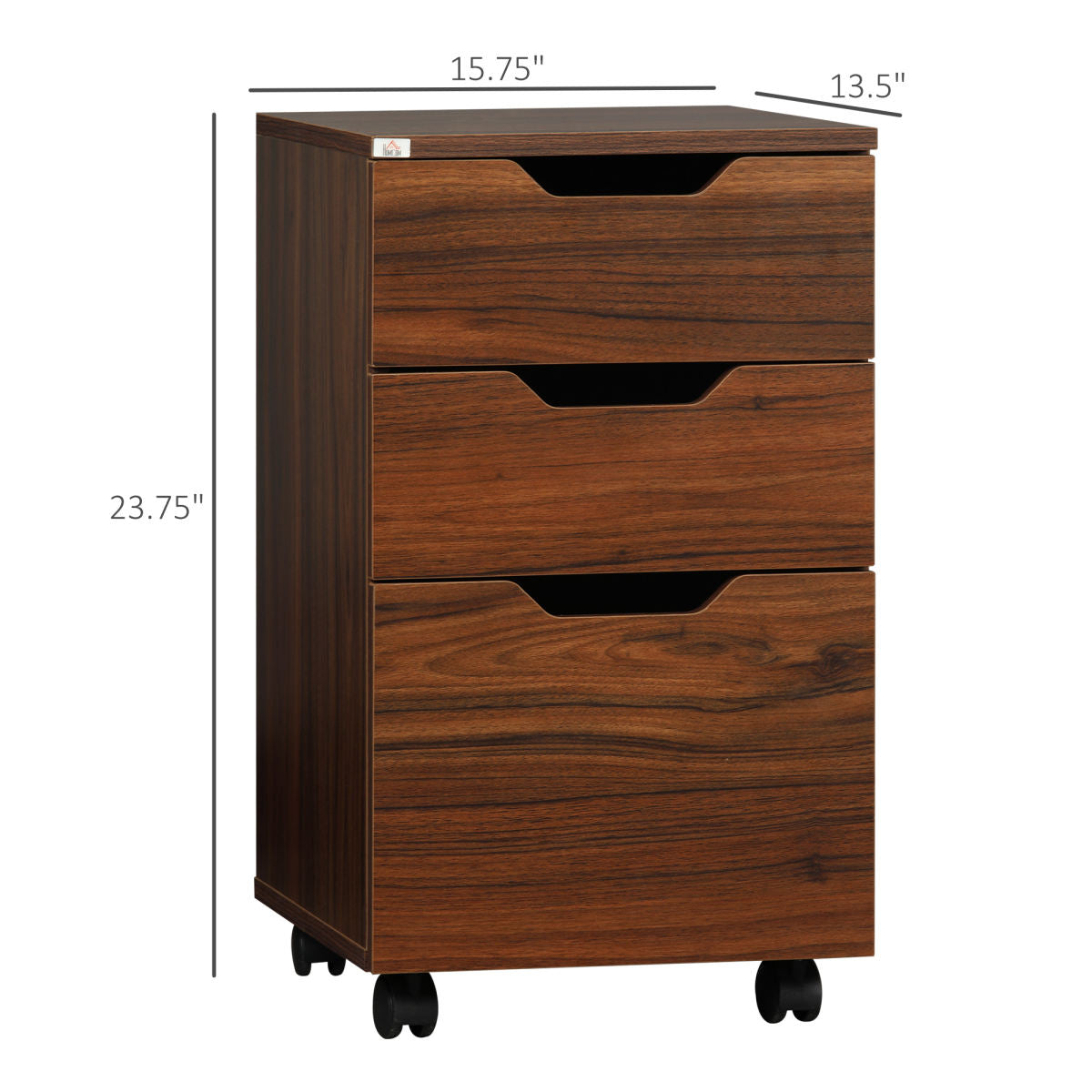 3 Drawer Mobile File Cabinet, Rolling Printer Stand, Vertical Filing Cabinet, Brown Wood Grain