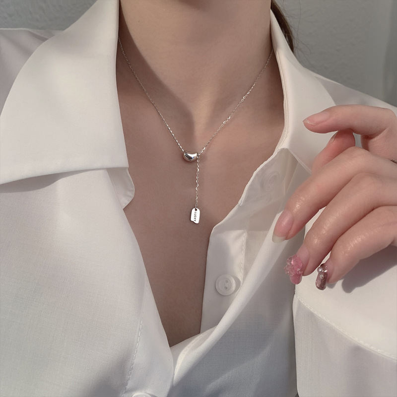 Square Plate Necklace Female Lucky Bean Clavicle Chain Accessories