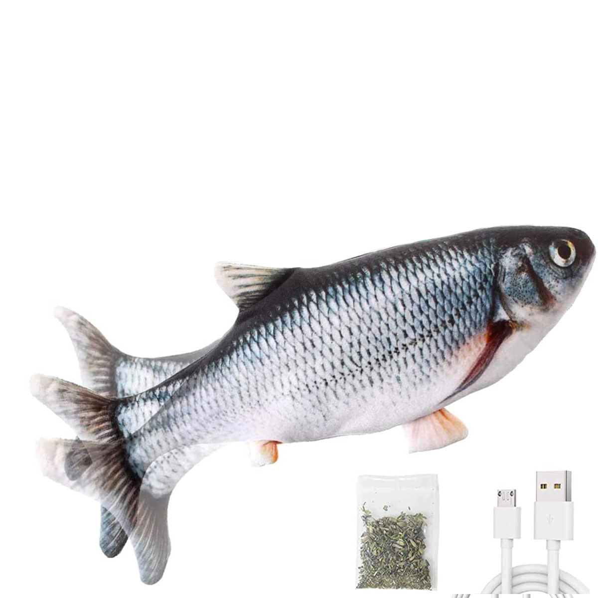 Cat Toys Flopping Fish With Catnip, Moving Kitten Kicker, Floppy Wiggle Carp For Small Dogs, Interactive Motion Kitty Exercise, 10.5 Inches
