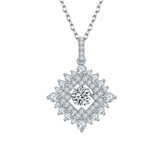 S925 Sterling Silver 0.5ct D Color VVS1 Moissanite Geometric Diamond Pendant Necklace 45cm Platinum Plated GRA Certified Gift Box
