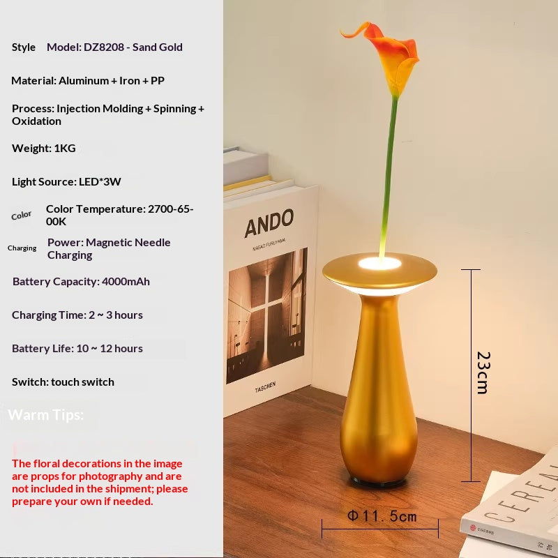 Creative Vase Decoration With Wireless Charging And Floral Arrangement Ambiance Lighting