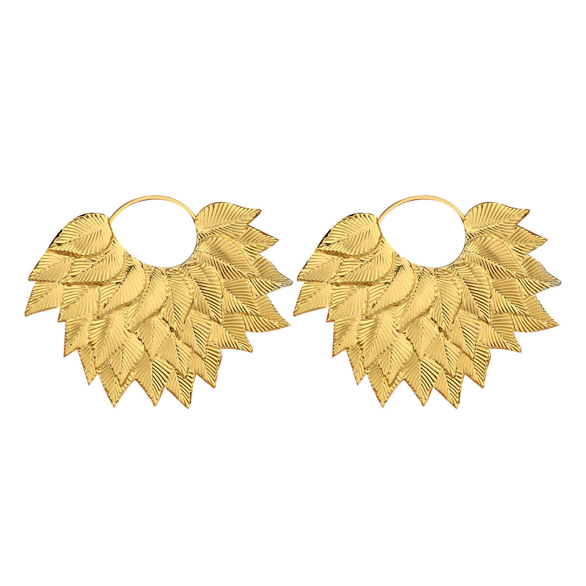 Fashion Cross-border European American Women Earrings, Unique High-end Metal Leaf Design Stud Earrings, Versatile Daily Ear Jewelry For Ladies