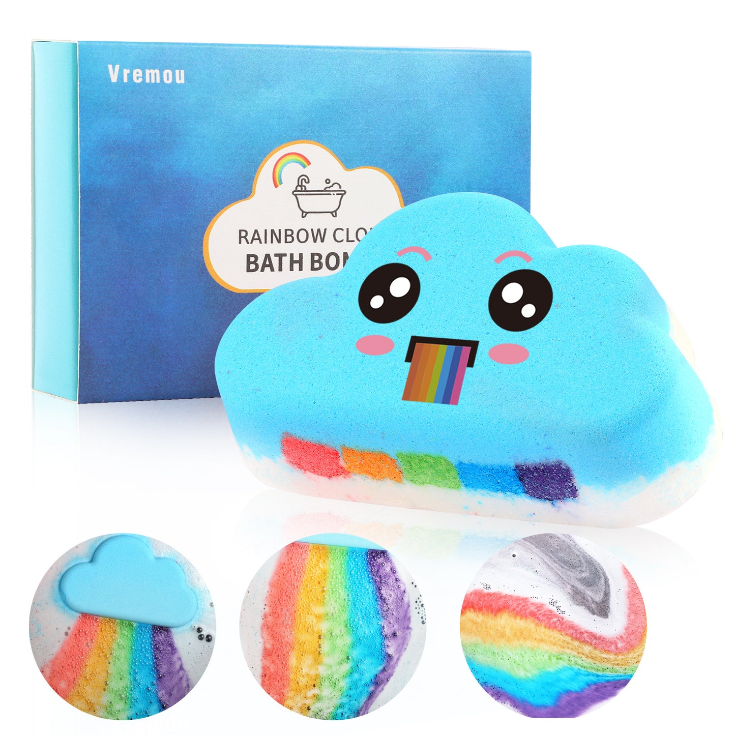 Rainbow Cloud Bath Salt Balls  4-Pack  For Body Cleansing