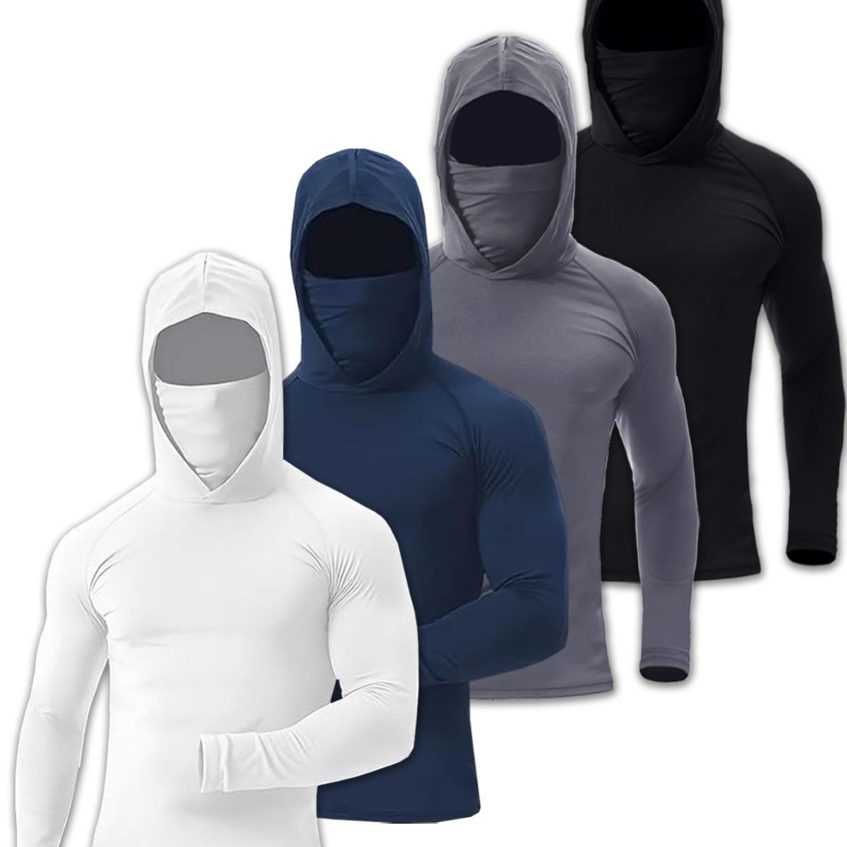 Mens Summer Fitness Apparel Tight-Fitting Quick-Drying Outdoor Hooded Sun-Protective Top