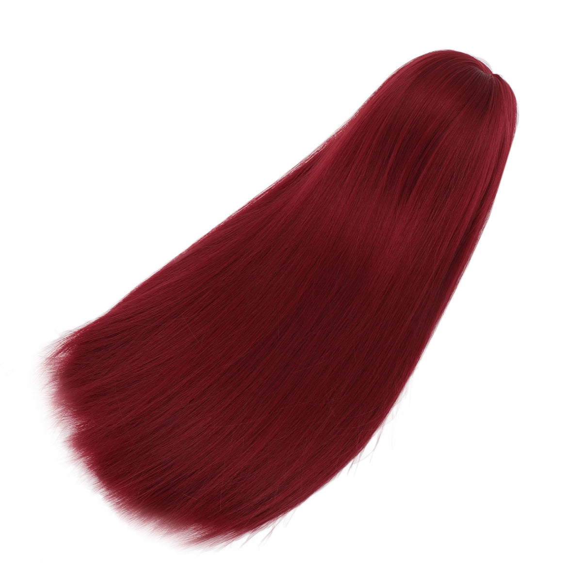 1/4 Doll Wig For 7 To 8in Doll DIY Simulated Scalp High Temperature Silk Ball Jointed Doll Wig Long Straight Hair With Bangs Burgundy