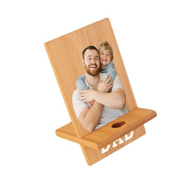 Photo Text DIY Custom Bamboo Creative Mobile Phone Stand