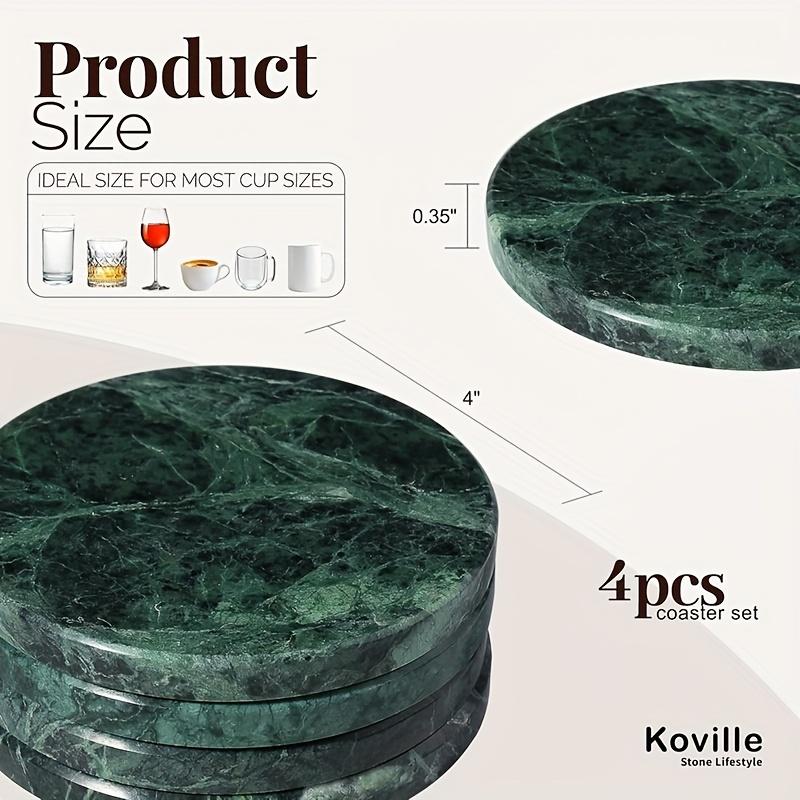 Set Of 4 Marble-Pattern Coasters  Heat-Resistant, Round Table Protection Pads Elegant Decor For Coffee Tables, Homes, And Bars Perfect Holiday Gift