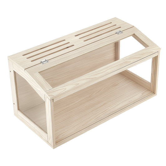 Wooden Hamster Cage 31.9"x16.1"x16.1" 270° Viewing Hamster Habitat, Chewproof Acrylic Small Animal Cage With Openable Top, Large Pet Enclosure For Syrian/Dwarf Hamsters, Guinea Pigs & Gerbils