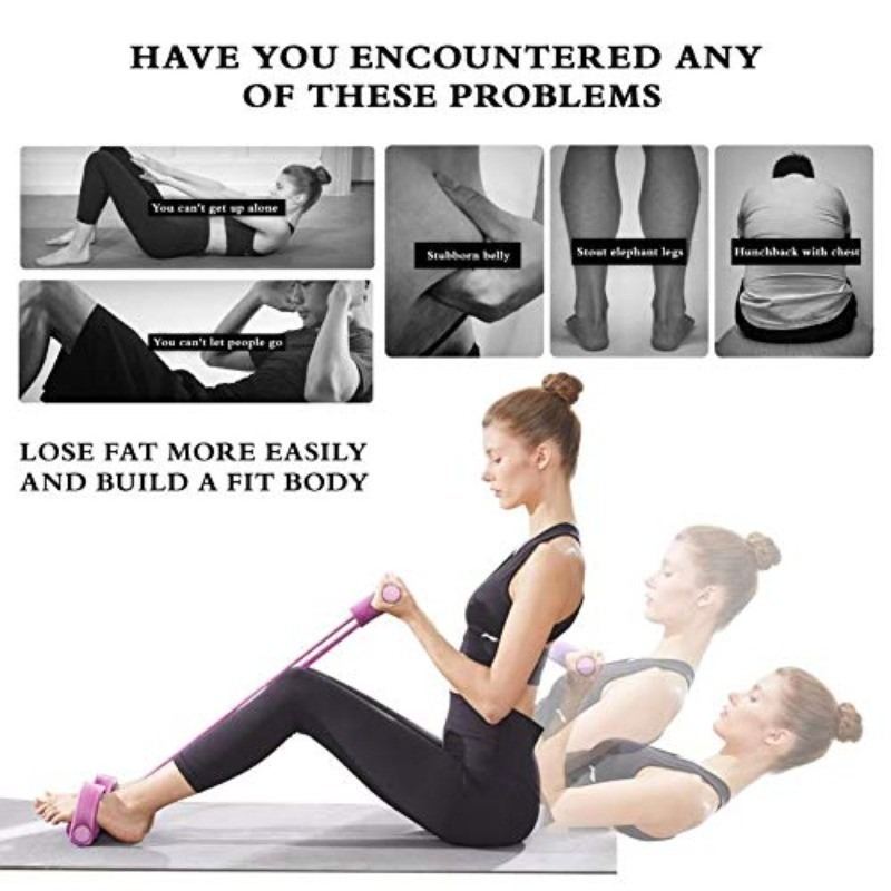 Multi-Function Tension Rope 6Tube Gym Fitness Foot Pedal Exerciser Pull Band