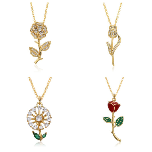 Fashion Personality Rose Women's Pendant Necklace Female Accessories
