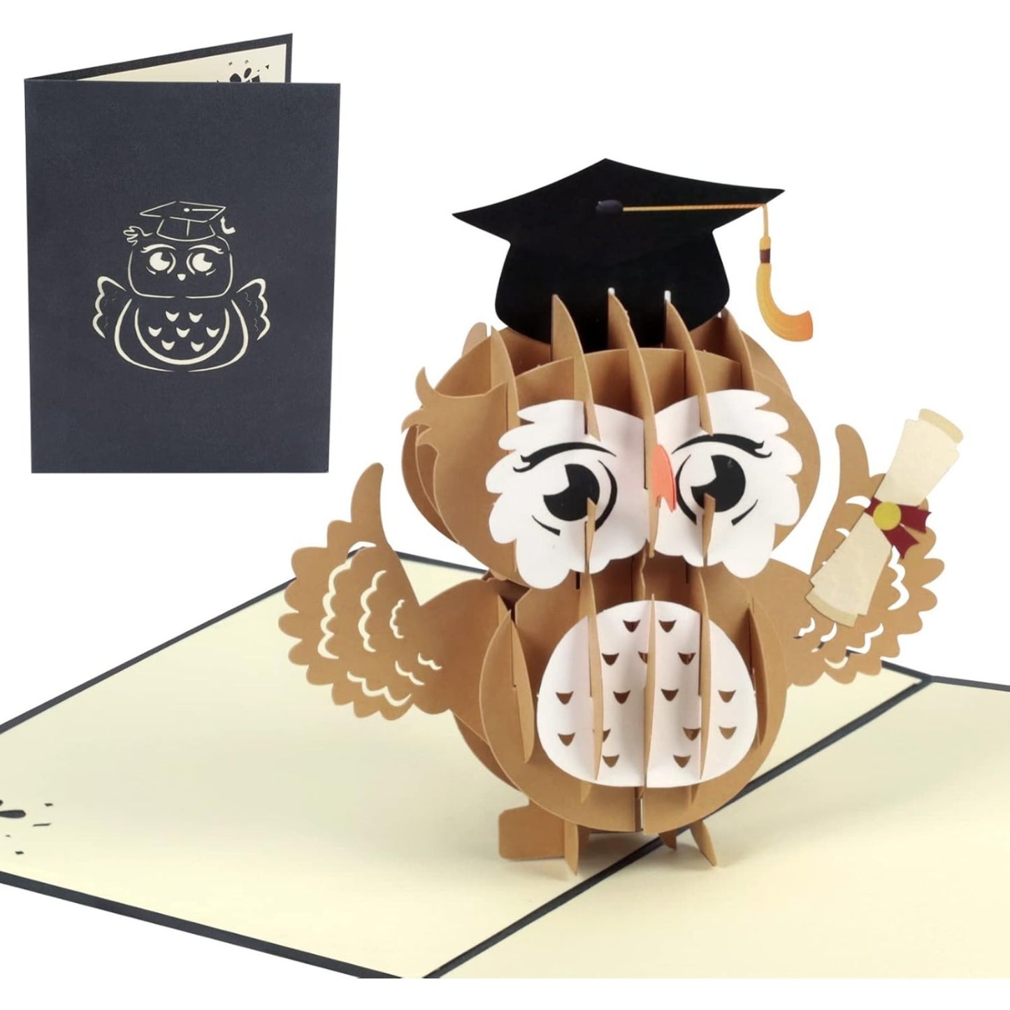 3D Pop-Up Greeting Card With Owl Design—Special Black Card For Graduation Celebrations And Congratulations—Party Supplies Set