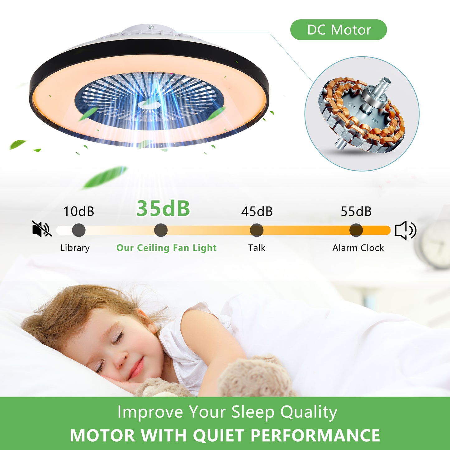 23-inch Black Ceiling Fan Light With LED RGB   Dimmable & Color-Changing, APP & Remote Control, Modern Smart Ceiling Fan For Living Room, Bedroom, And Dining Room  Silent 6-Speed Reversible DC Motor