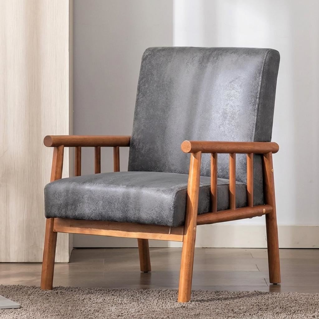 25     Wide Classic Mid-Century Modern Arm Chair, Grey