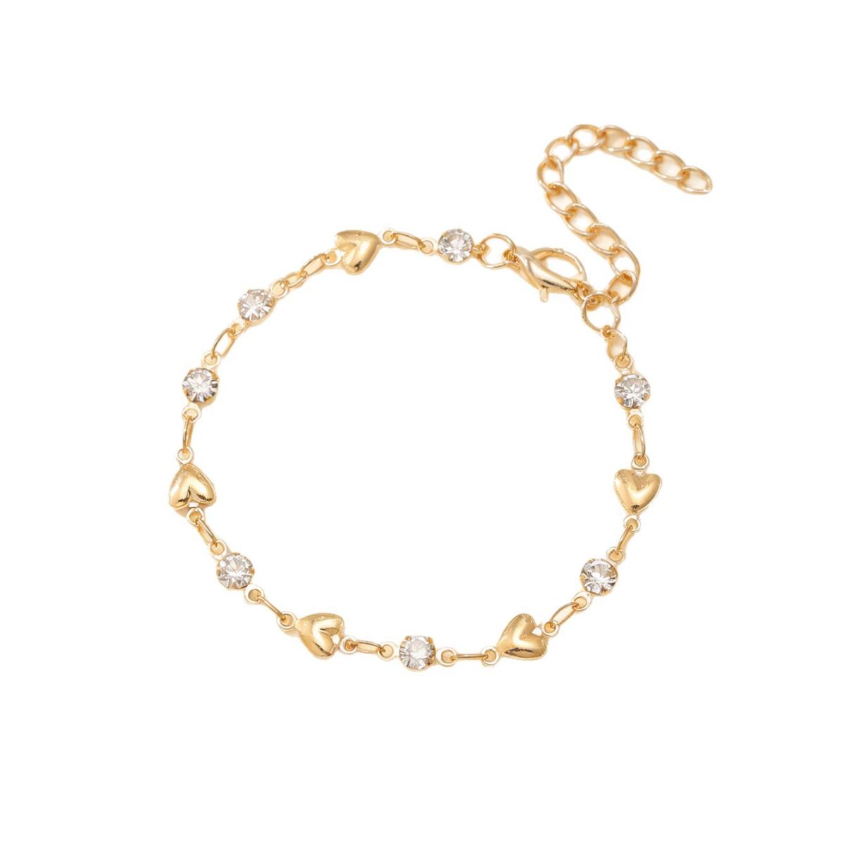 Sweet Cool Heart Cubic Zirconia Bracelet For Women, Ins Minimalist Hollow Heart Niche Design Student Versatile Wrist Jewelry Gift