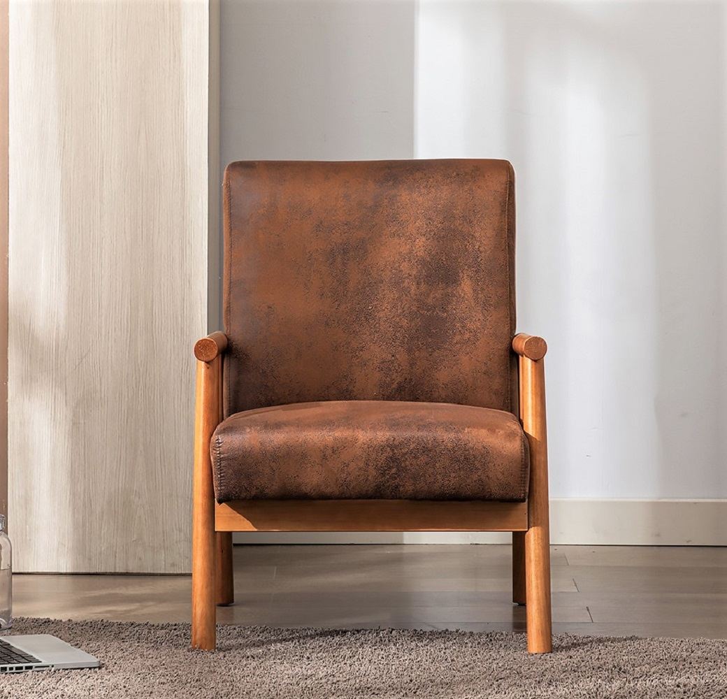 25     Wide Classic Mid-Century Modern Arm Chair, Light Brown