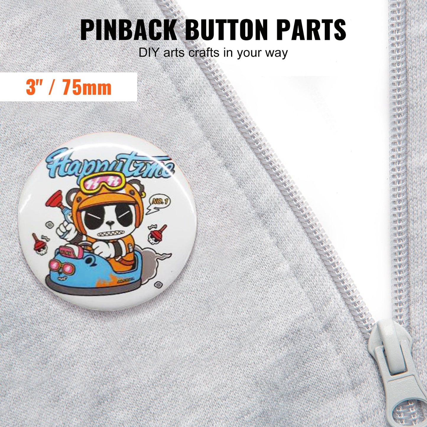 200 Sets 3 Inch 75mm Pin Back Button Parts, DIY Round Button Badge Parts, Set Includes Metal Top, Plastic/Metal Button, Clear Film, And Blank Paper For Gifts Presents, Machine NOT Included