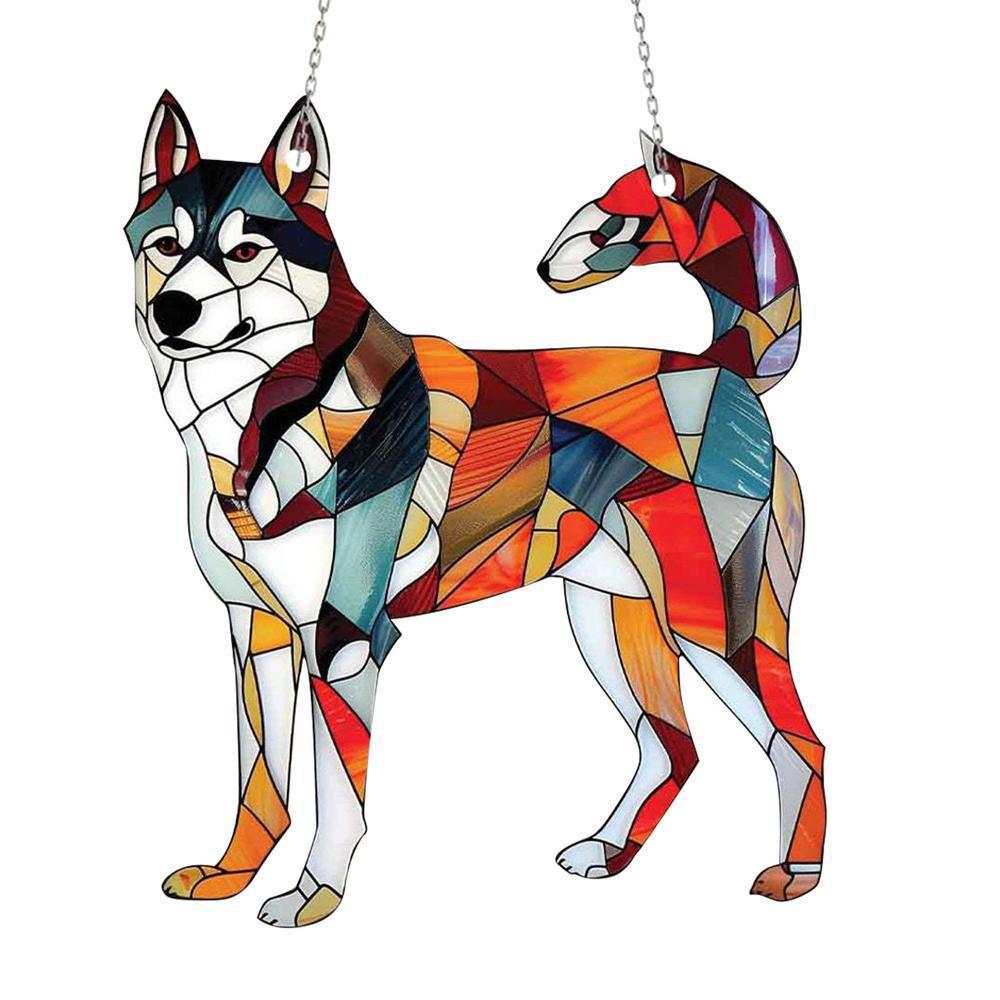 Gift Dog-shaped Acrylic Window Pendant In Colorful Designs