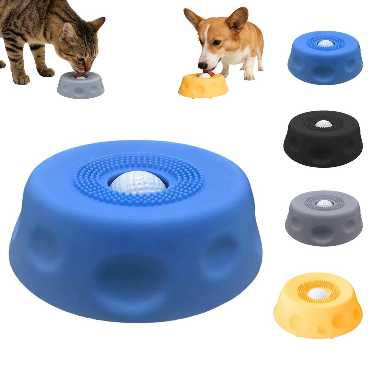 Dog Lick Bowl With Ball,Lick Ball Bowl For Dogs,Dog Licking Bowl With Rolling Ball,Slow Feeder Ball Bowl To Slow Pet Eating,Rolling Ball Dog Bowl Give Pet More Time To Enjoy Eating