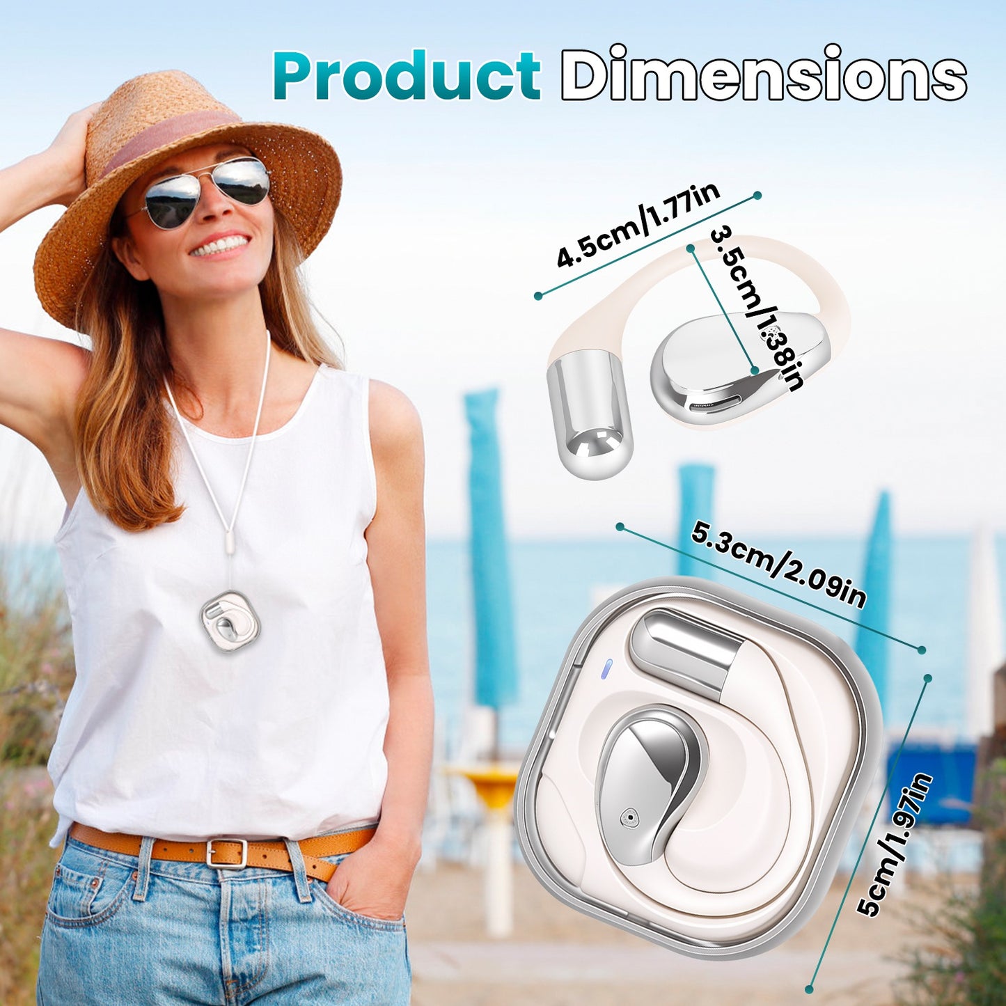 Open-Ear AI Translation Earbuds 165 Language Real Time AI Headphone Wireless 6.0 Translating Earbuds With 360 Degree Rotating Charging Case Lanyard For Travel Meetings Language Learning