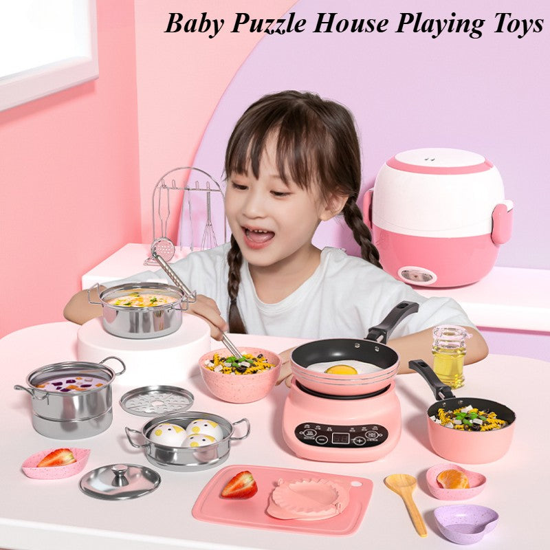 Kitchen Toys Set 138Pcs Stainless Steel Utensils Cookware Kit For Kids Food Toys