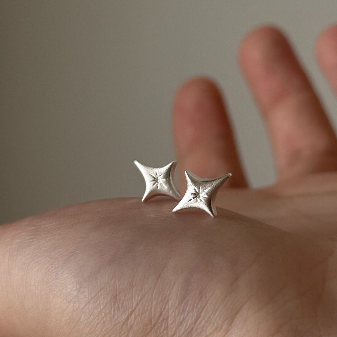 Ins Style Four-pointed Star Stud Earrings, Niche Minimalist Versatile Daily Ear Accessories