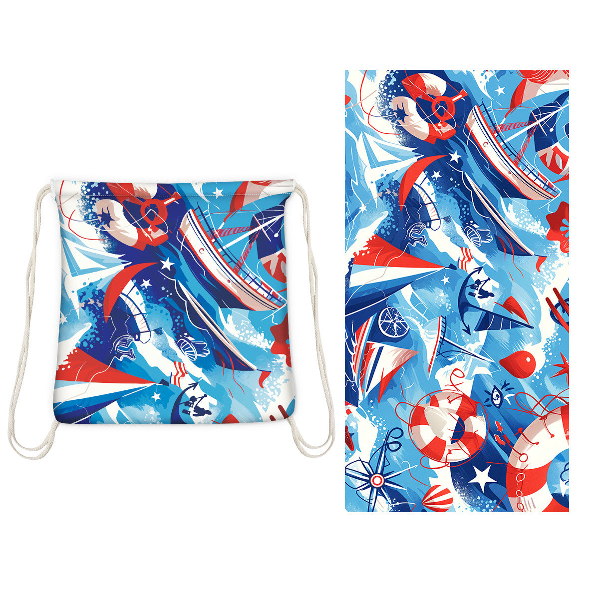 Beach Towel With Integrated Bag Portable Storage Backpack Printed Towel Bath Towel