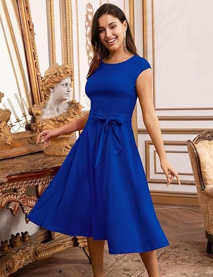 Womens Retro Tea Party Mid-Length Dress