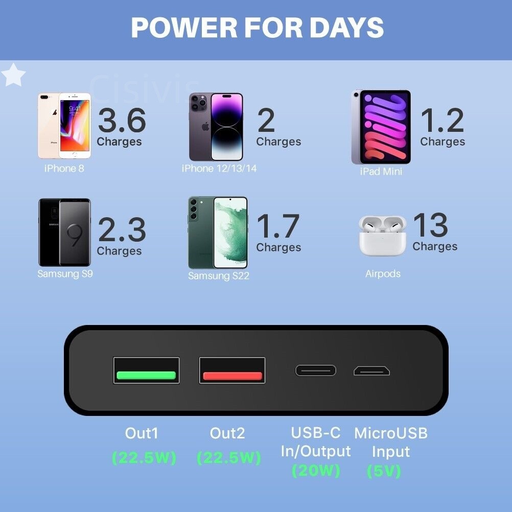 5V 3A Power Bank For Electric Heated Vest Jacket Body Warmer USB Fast Charger