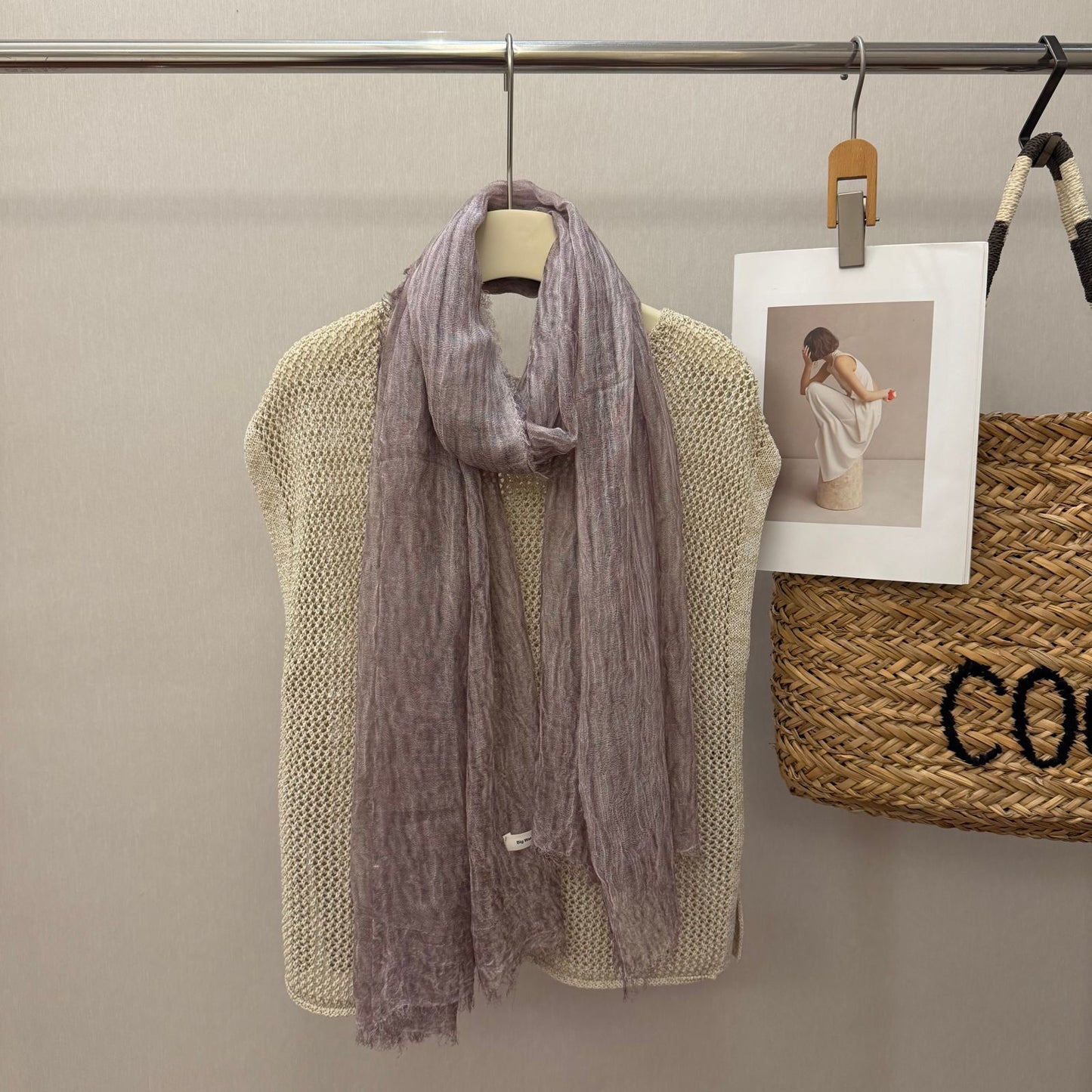 New-style Distressed Pleated Cotton-linen Warm Scarf
