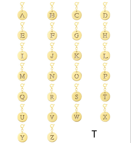 Titanium Steel Bracelet And Necklace Accessories 26-letter Charm Pendants Hand-polished In Gold