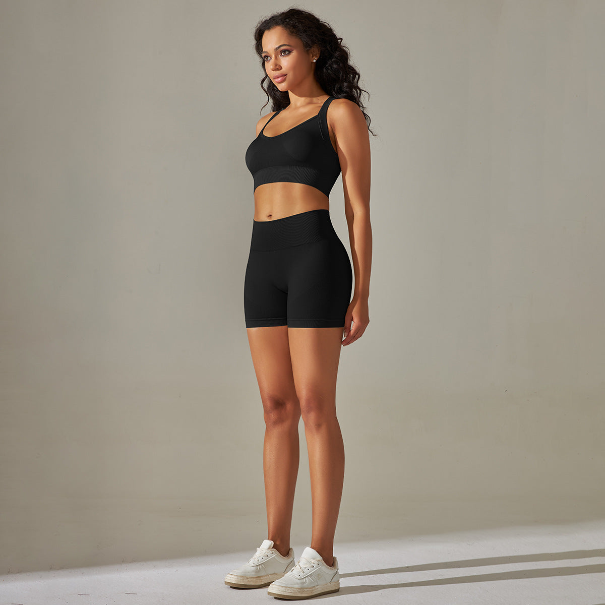 Seamless Solid Color Cross Beauty Back Exercise Bra Yoga Clothes Suit