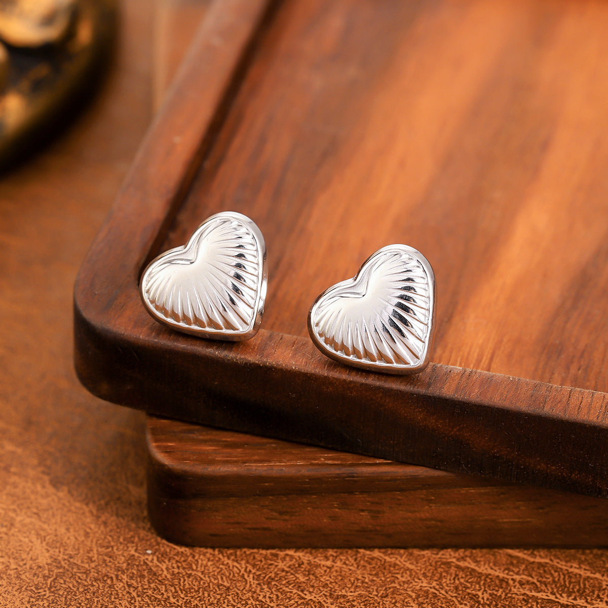 Vintage Irregular Concave Convex Surface Geometric Earrings, European New Embossed Craft Stainless Steel High Grade Ladies Stud Jewelry
