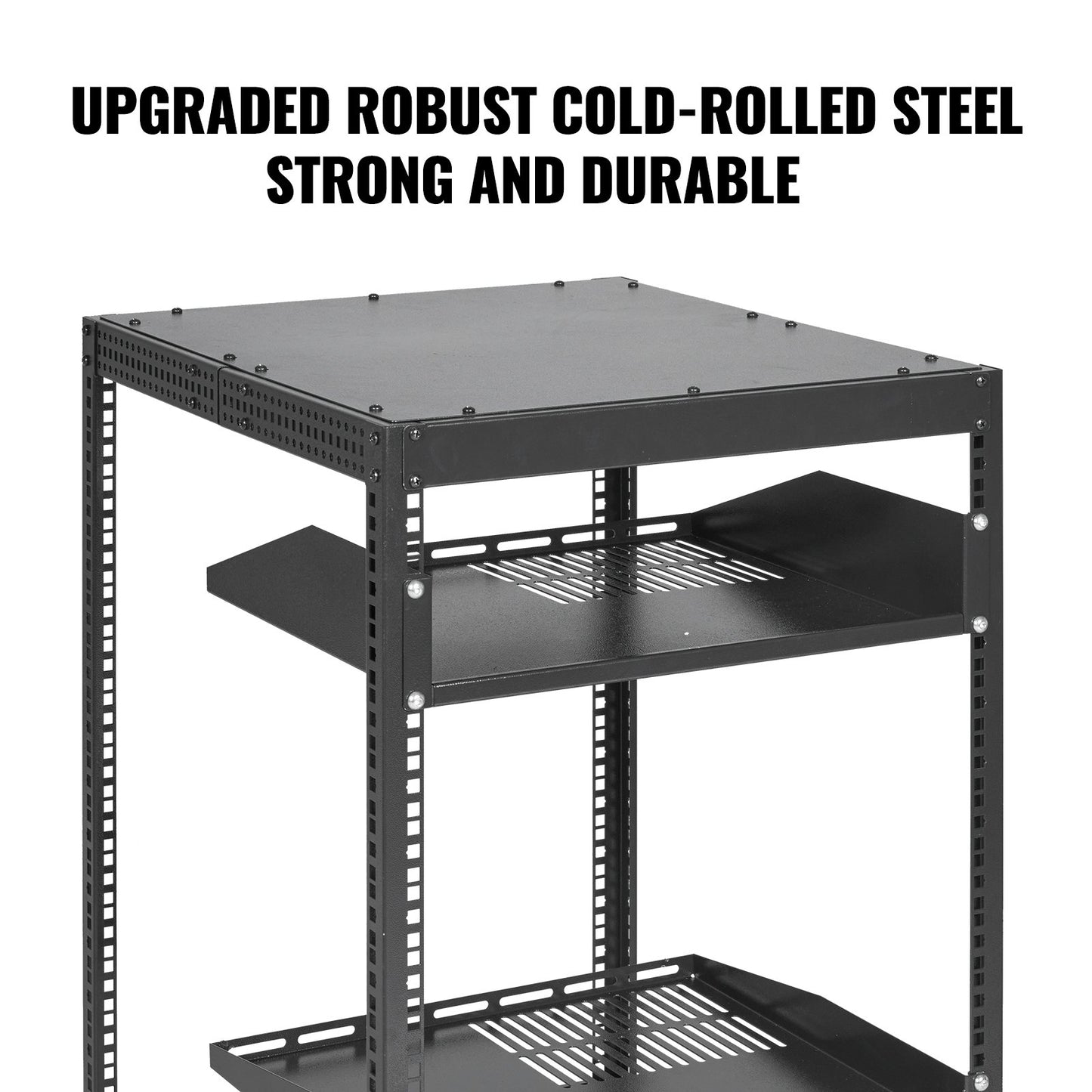 15U Open Frame Server Rack, 23''-40'' Adjustable Depth, Free Standing Or Wall Mount Network Server Rack, 4 Post AV Rack With Casters, Holds All Your Networking IT Equipment AV Gear Router Modem