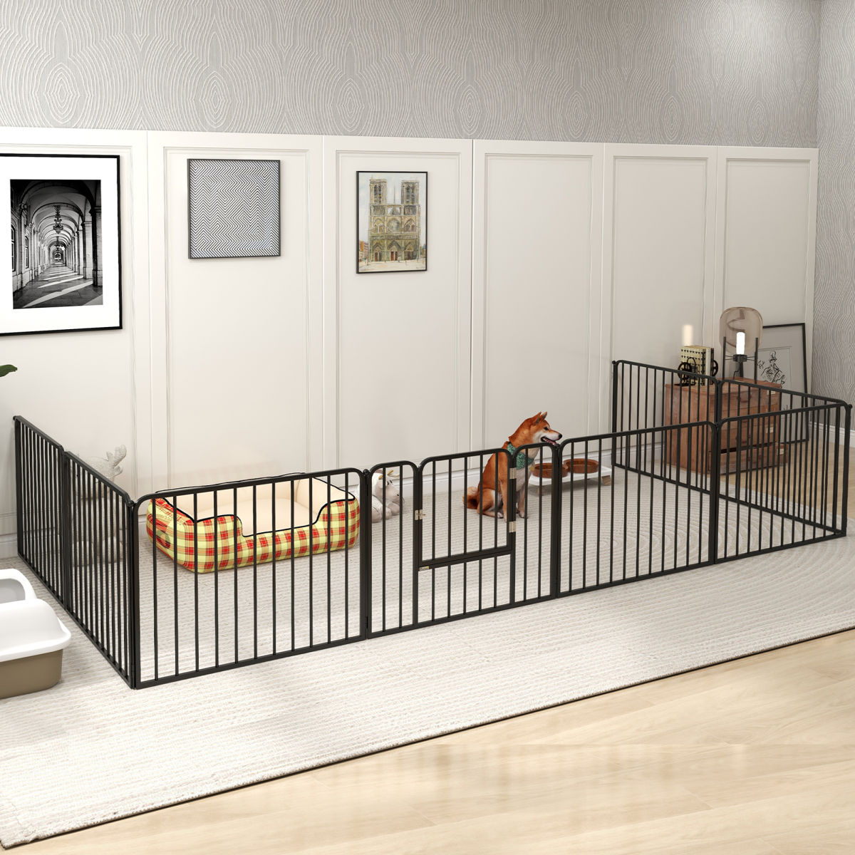 PawHut 60cm 8 Panels Heavy Duty Dog Pen, Pet Playpen For Indoors, Outdoors, Small Dogs