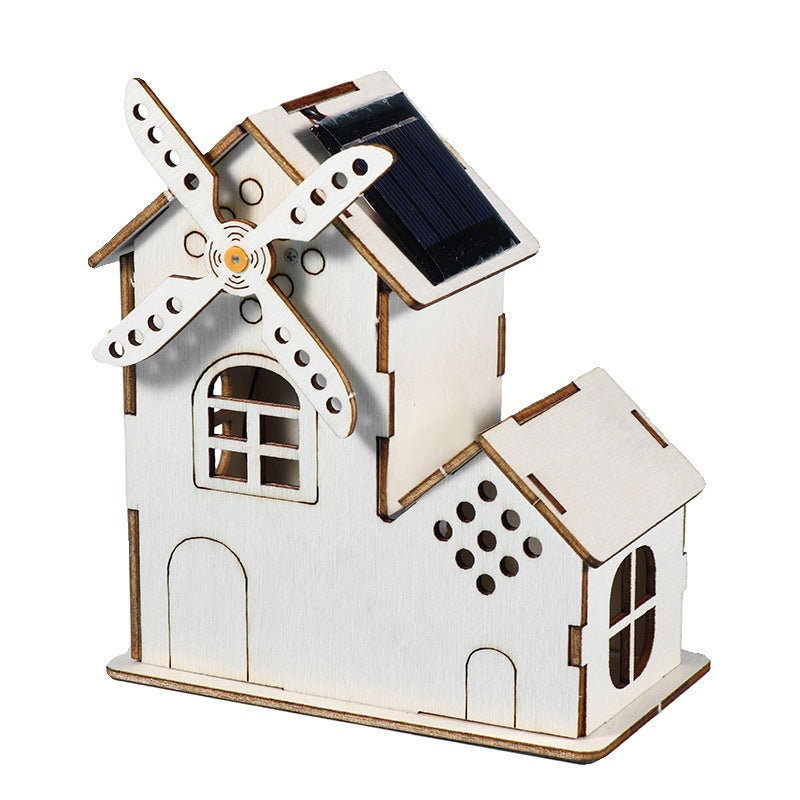 Scientific Experiment Technology Small Production Solar Windmill Wooden House Equipment