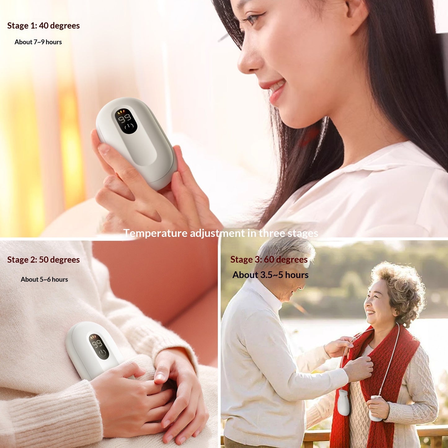 Smart Digital Display Three-Setting Adjustable Temperature Magnetic Hand Warmer