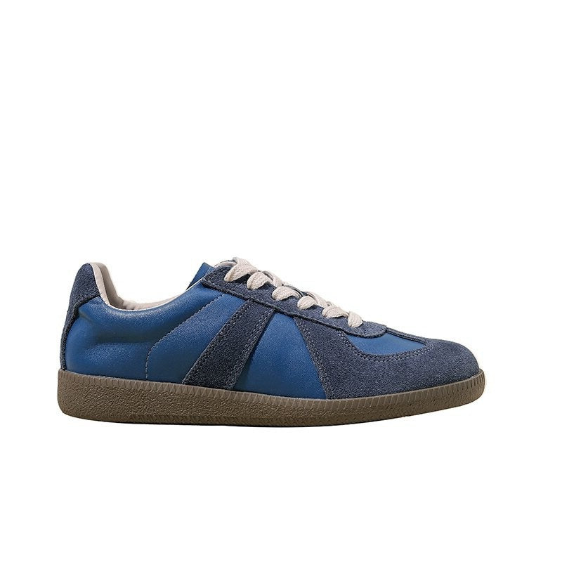 New Womens Versatile Korean-style Retro Patchwork Flat Shoes With A Round Toe And Lace-up Design