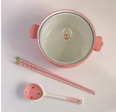 Instant Noodle Bowl With Lid For Dorms Personal-use Bowl For Student Dorm Rooms