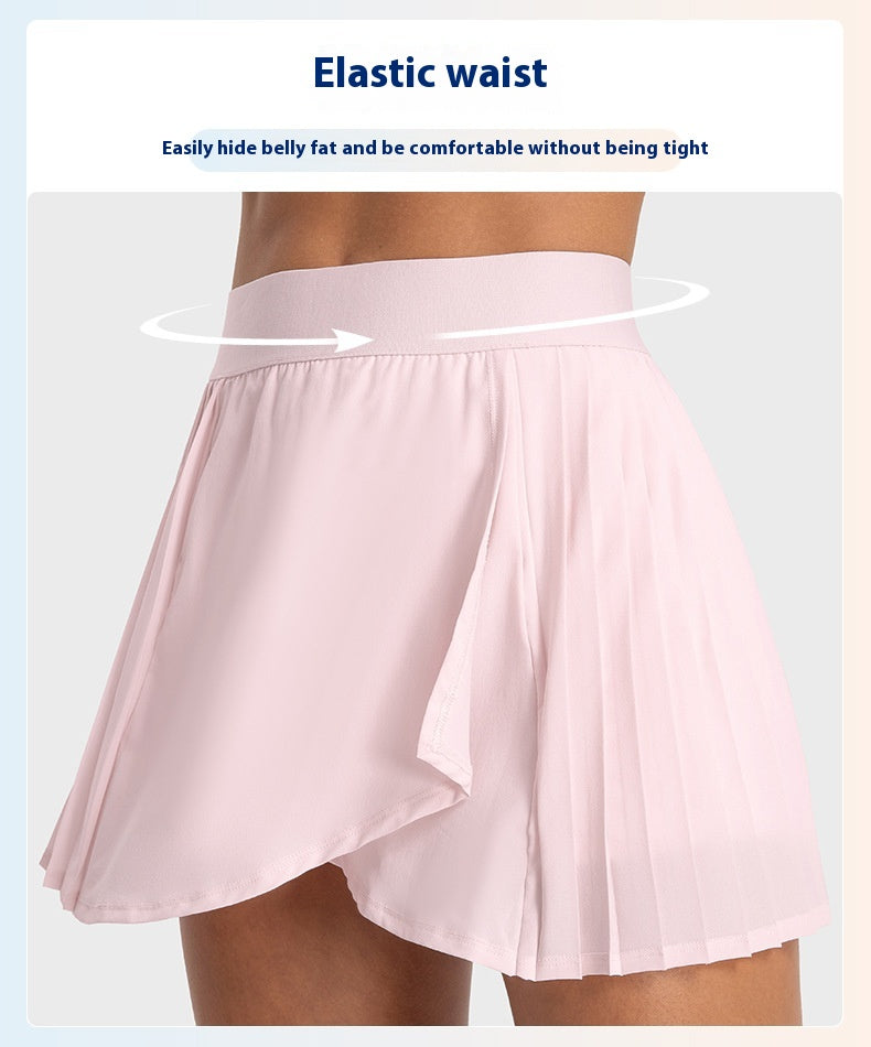 Cooling Three Points Exercise Skort Fashion Yoga Cross Front Pleated Skirt Tennis Skirt