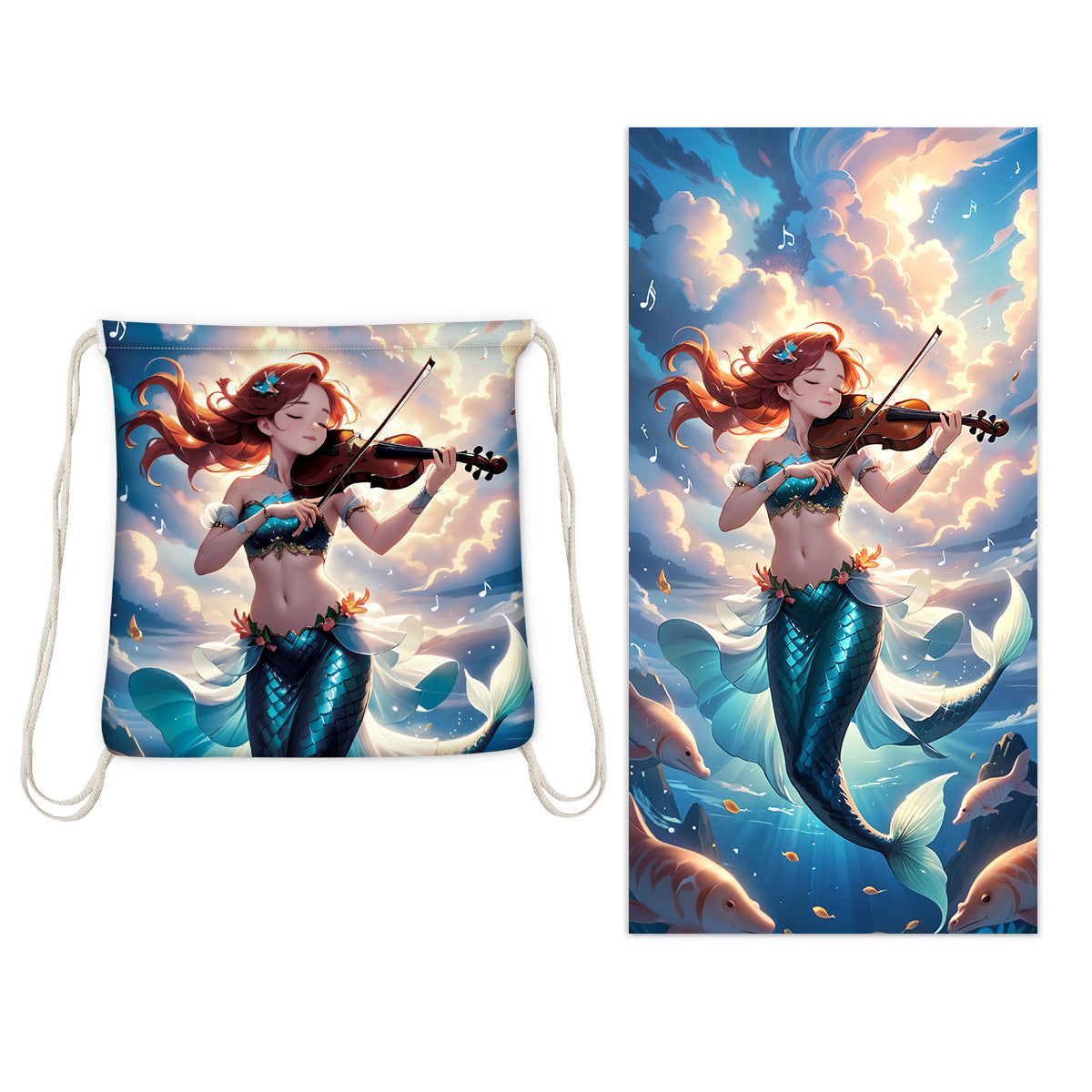 Beach Towel With Integrated Bag Portable Storage Backpack Printed Towel Bath Towel