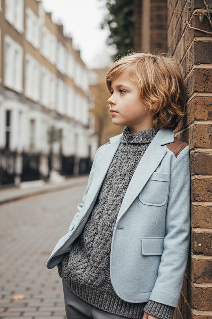 Boys  Vintage Casual Smart Jacket Light Blue Cotton Blazer Everyday Wear 3-7Y