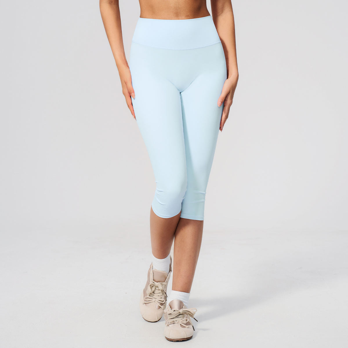 Womens Yoga High-Waist Tight-Fitting Slimming Sports Capris