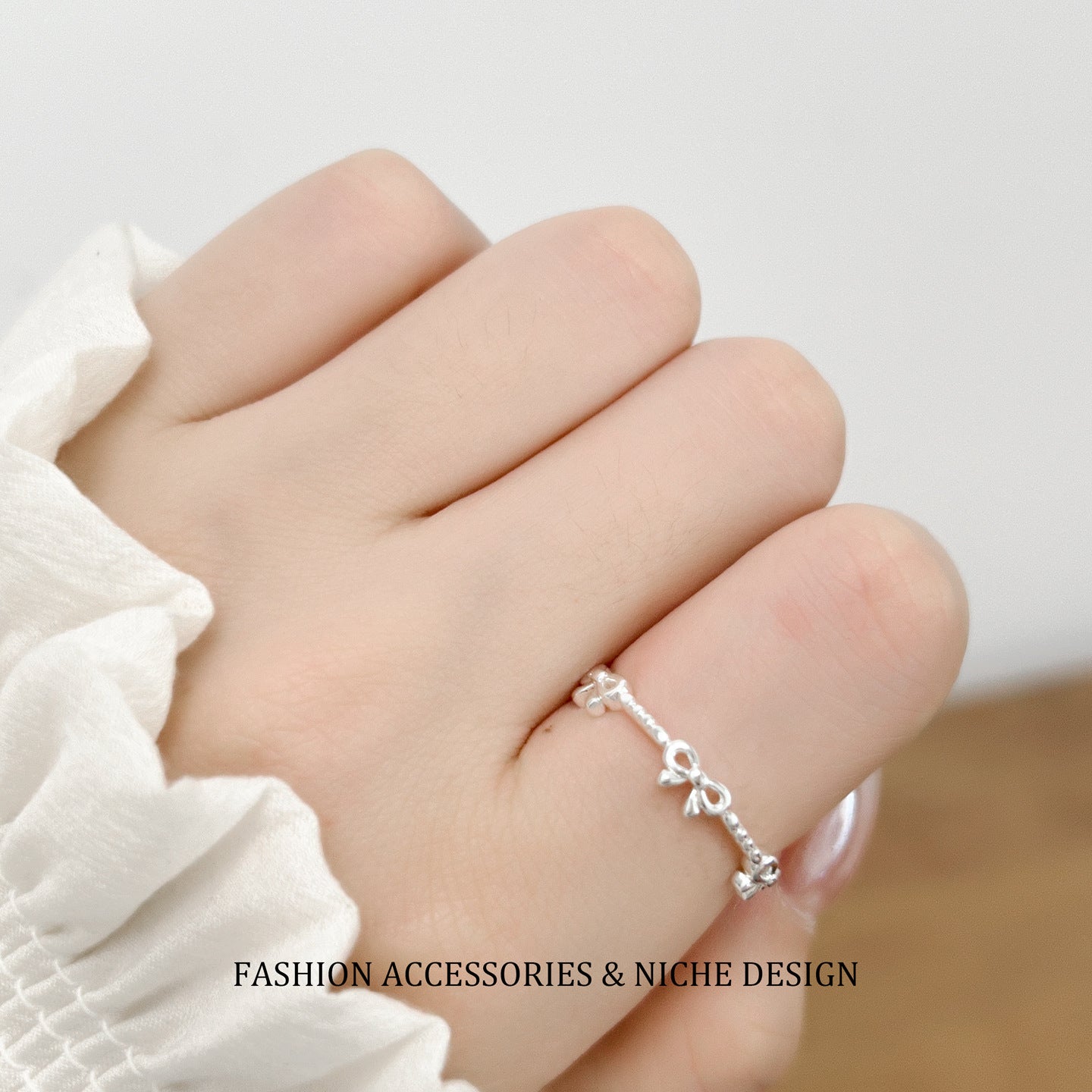 Korean Style Hollow Bowknot Open Ring - Women's Sweet Minimalist Design Adjustable Index Finger Jewelry