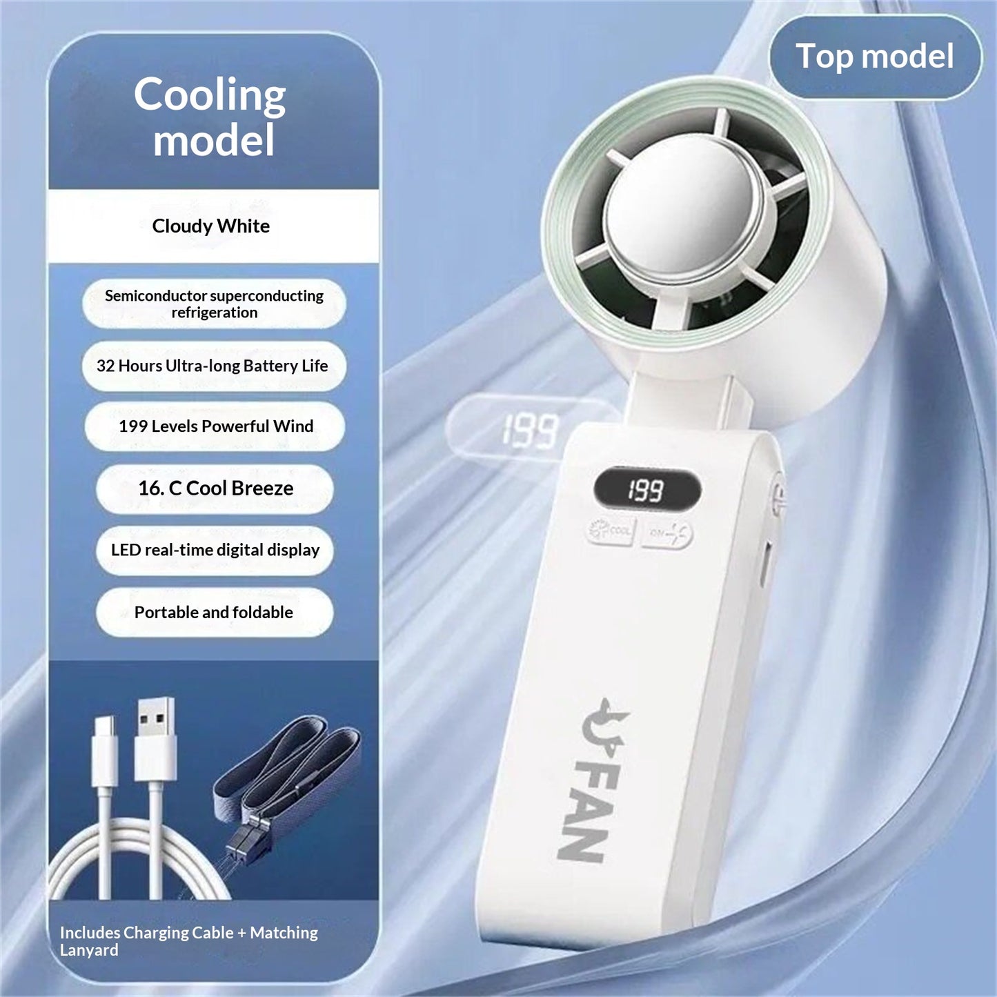 Ice Pack Refrigeration Charging Small Fan With Long Battery Life